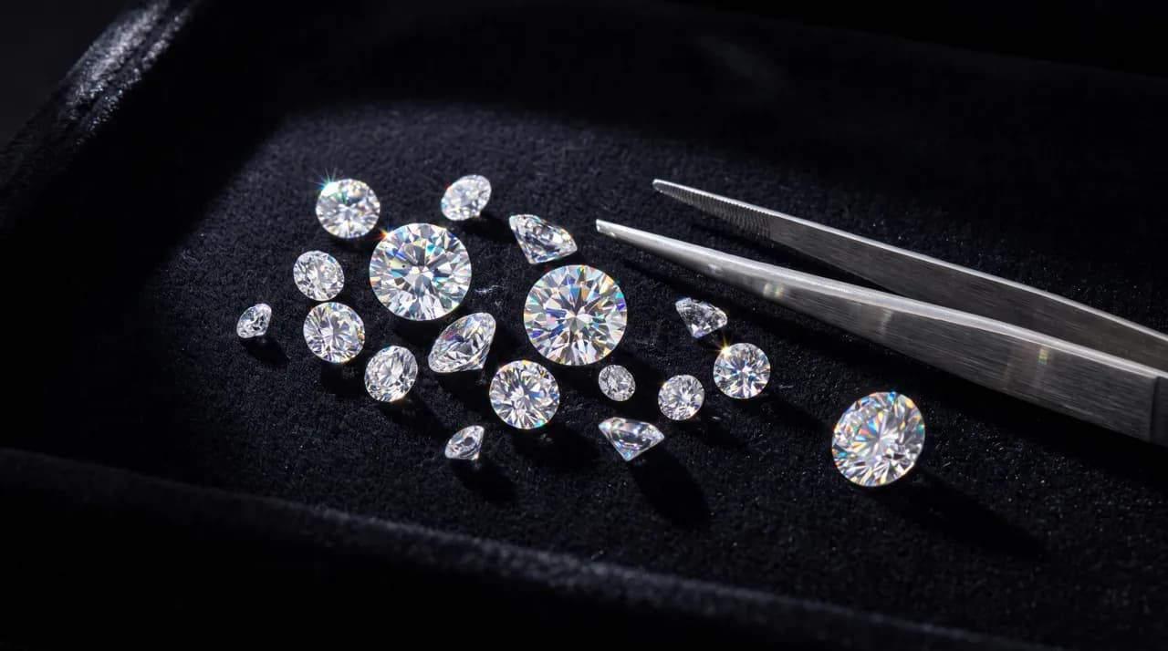 Loose diamonds on black velvet