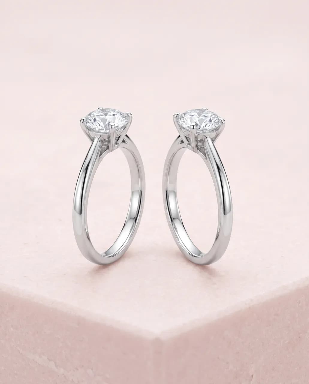 Two solitaire rings side by side