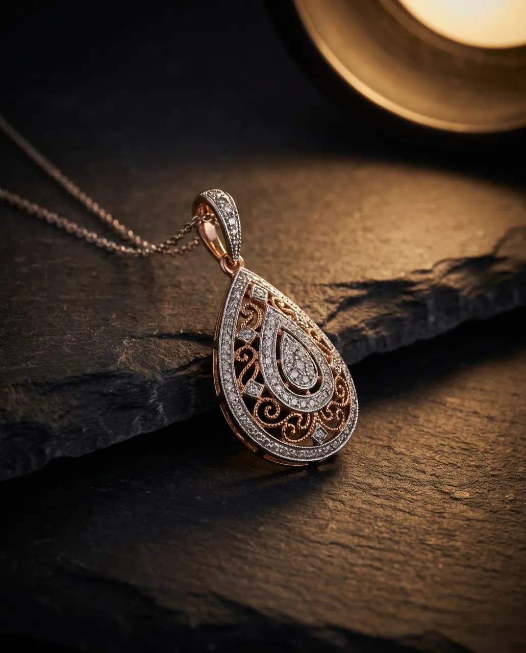Two-tone custom pendant on slate
